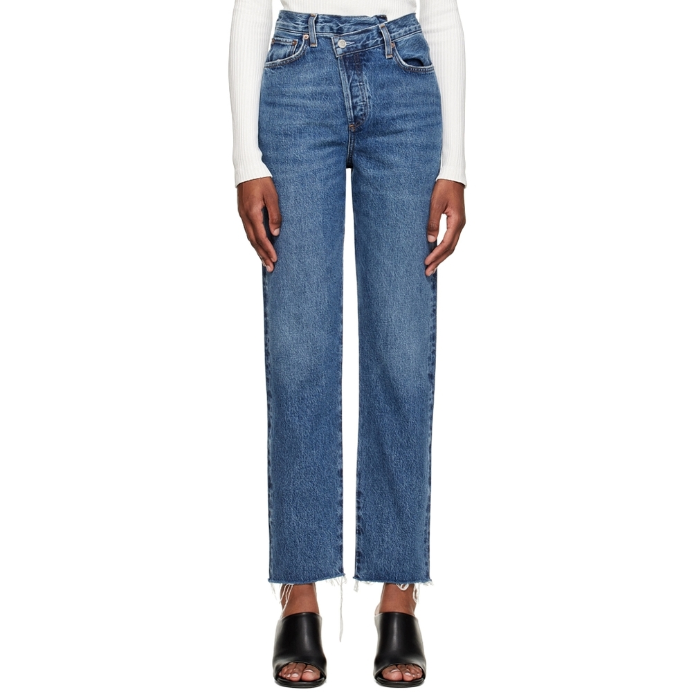 NWOT Agolde Criss Cross Straight Raw Hem Organic Denim Jeans